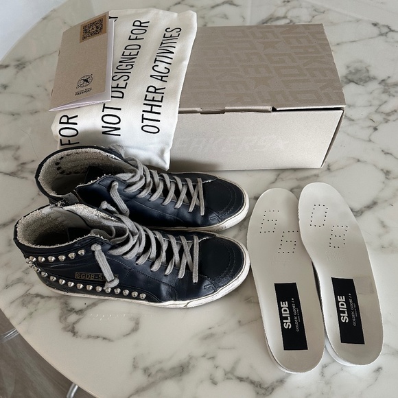 Golden Goose black leather studded slide sneakers EUC! - Picture 7 of 7